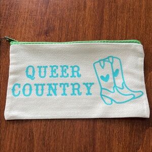 Queer Country Woven Zipper Pouch with Green and Blue
